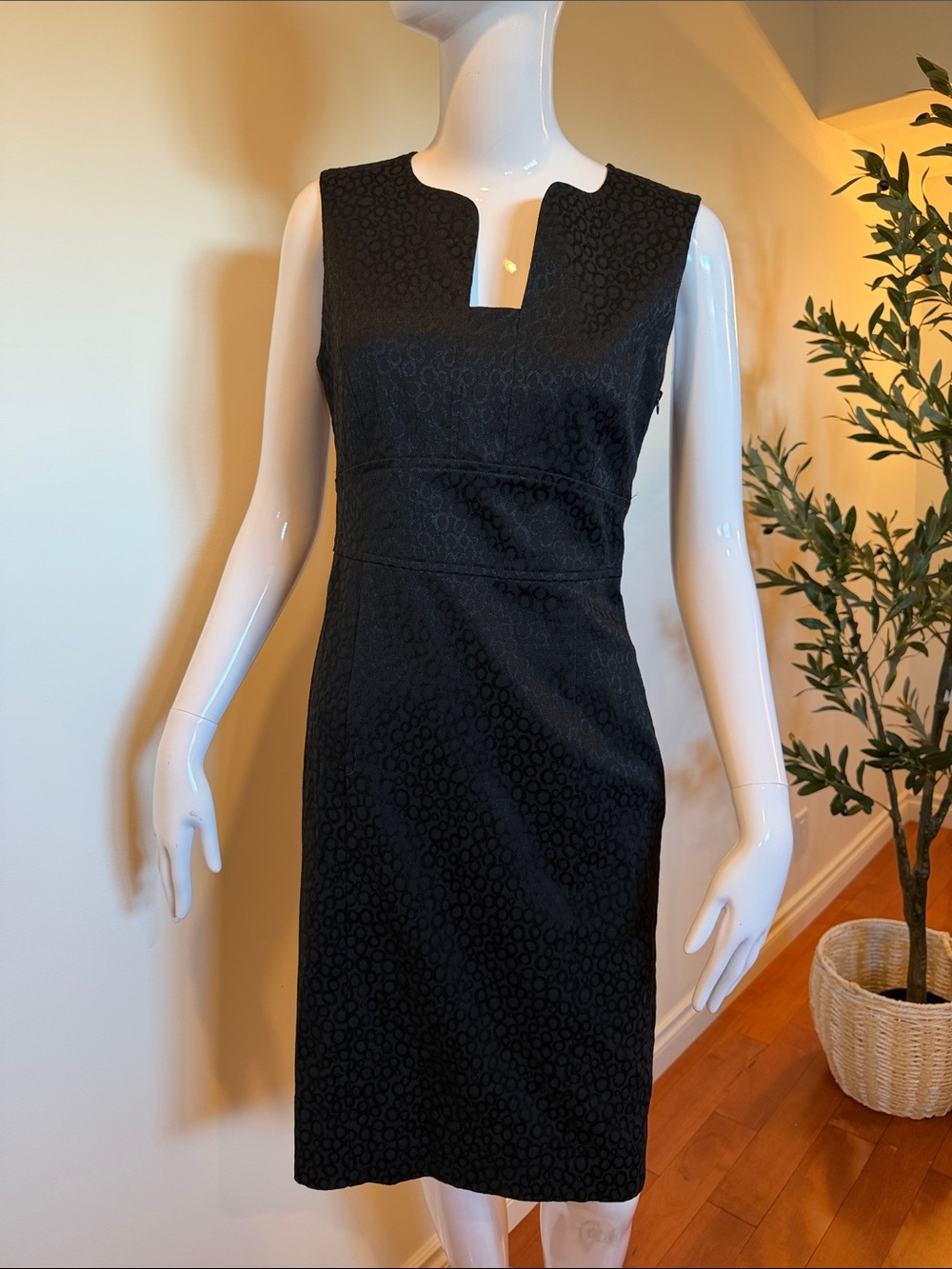 Elegant Black Notch-Neck Midi Dress